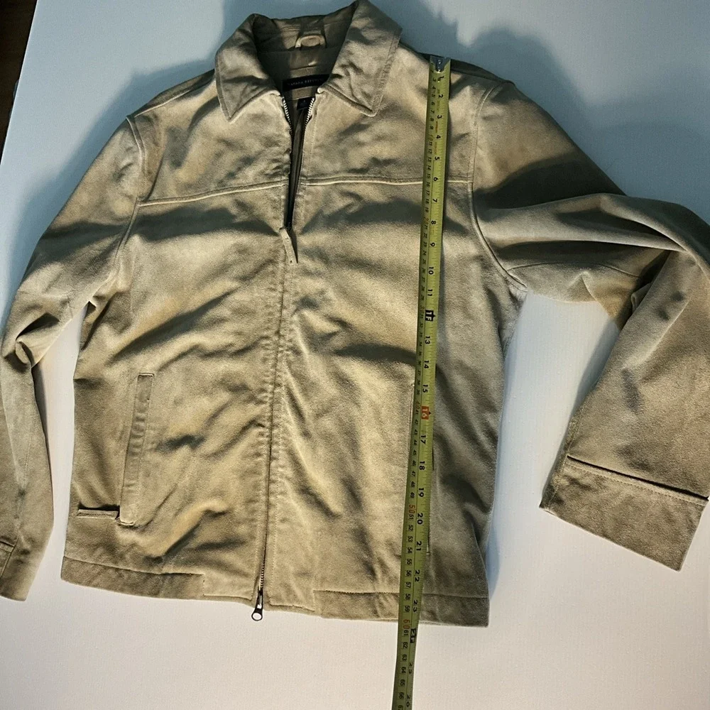 Banana Republic Men's Small Genuine Leather Suede Jacket Tan Beige Full Zip